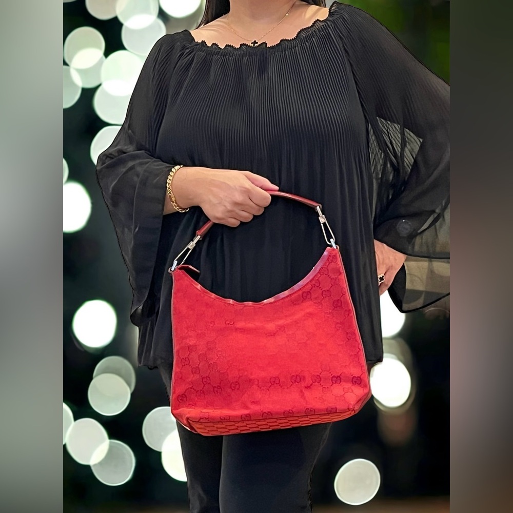 Gucci Monogram Canvas Handbag in Fair Condition